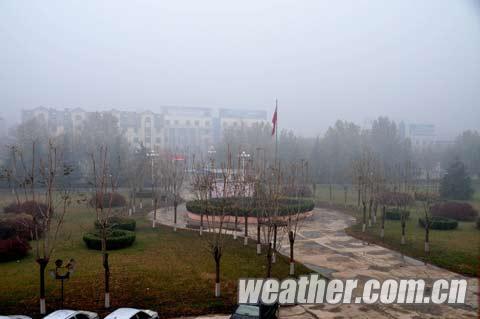 河北雨后现雾(组图)