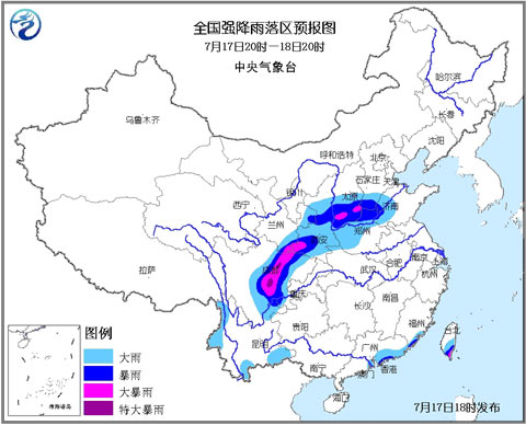 暴雨黄色预警:陕川晋等部分地区有大暴雨