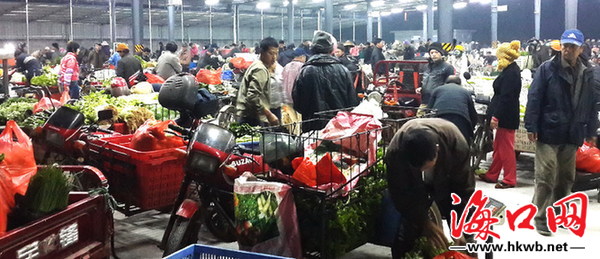 海南海口公益批发市场对接蔬菜基地 开设本地叶菜批发专区