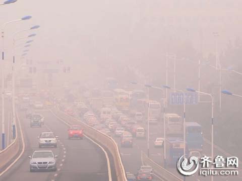 山东大部地区受大雾侵扰 频发交通事故