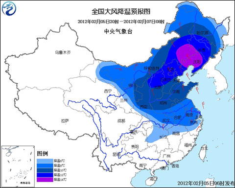 寒潮蓝色预警:我国中东部将出现大风降温
