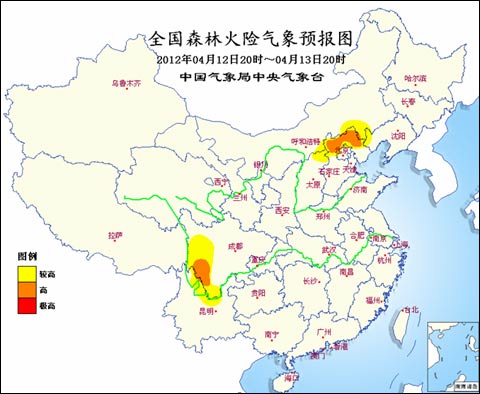 森林火险气象预报:河北四川部分火险等级高