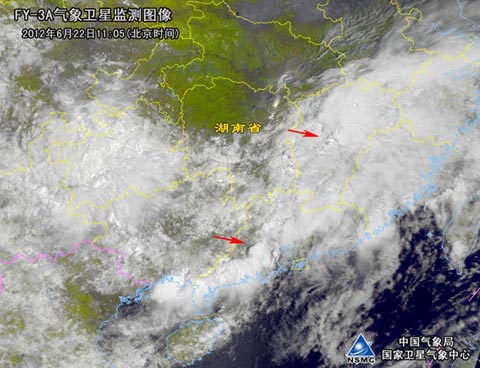 气象卫星监测江南出现强降水